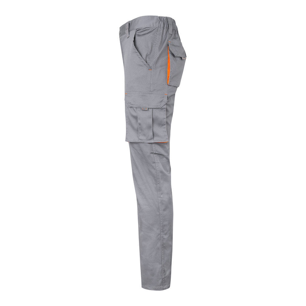 VL HYPNOS. Calças bicolor em sarja multibolsos (200g/m²), em algodão (35%) e poliéster (65%)