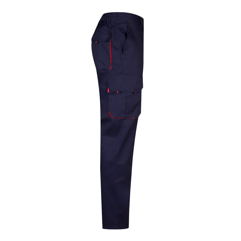 VL HYPNOS. Calças bicolor em sarja multibolsos (200g/m²), em algodão (35%) e poliéster (65%)