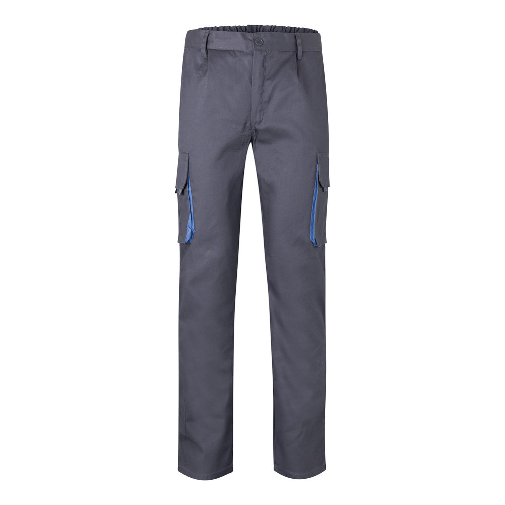 VL HYPNOS. Calças bicolor em sarja multibolsos (200g/m²), em algodão (35%) e poliéster (65%)