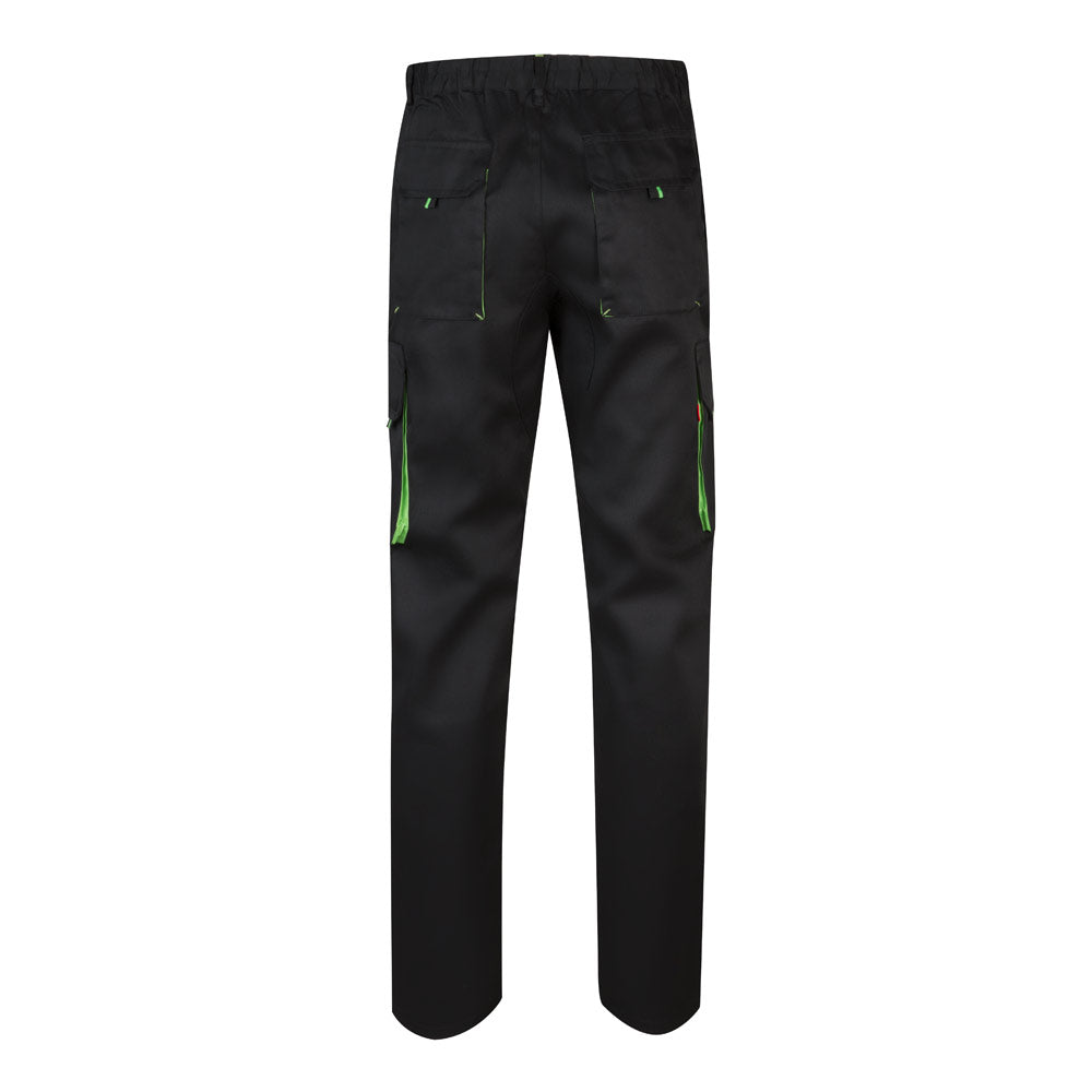 VL HYPNOS. Calças bicolor em sarja multibolsos (200g/m²), em algodão (35%) e poliéster (65%)