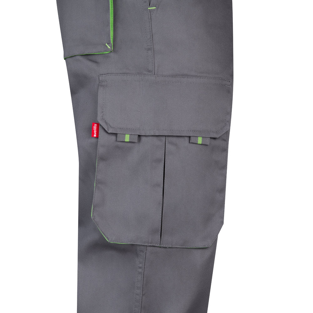 VL HYPNOS. Calças bicolor em sarja multibolsos (200g/m²), em algodão (35%) e poliéster (65%)