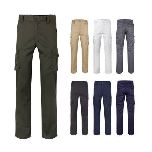 VL PAN. Calças stretch multibolsos (290g/m²), em algodão (46%), EME (38%) e poliéster (16%)
