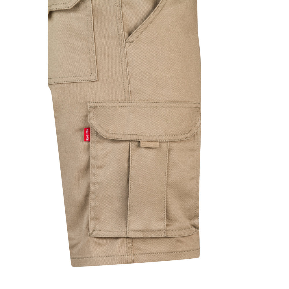 VL HEBE. Bermudas stretch multibolsos (240g/m²), em algodão (46%), EME (38%) e poliéster (16%)