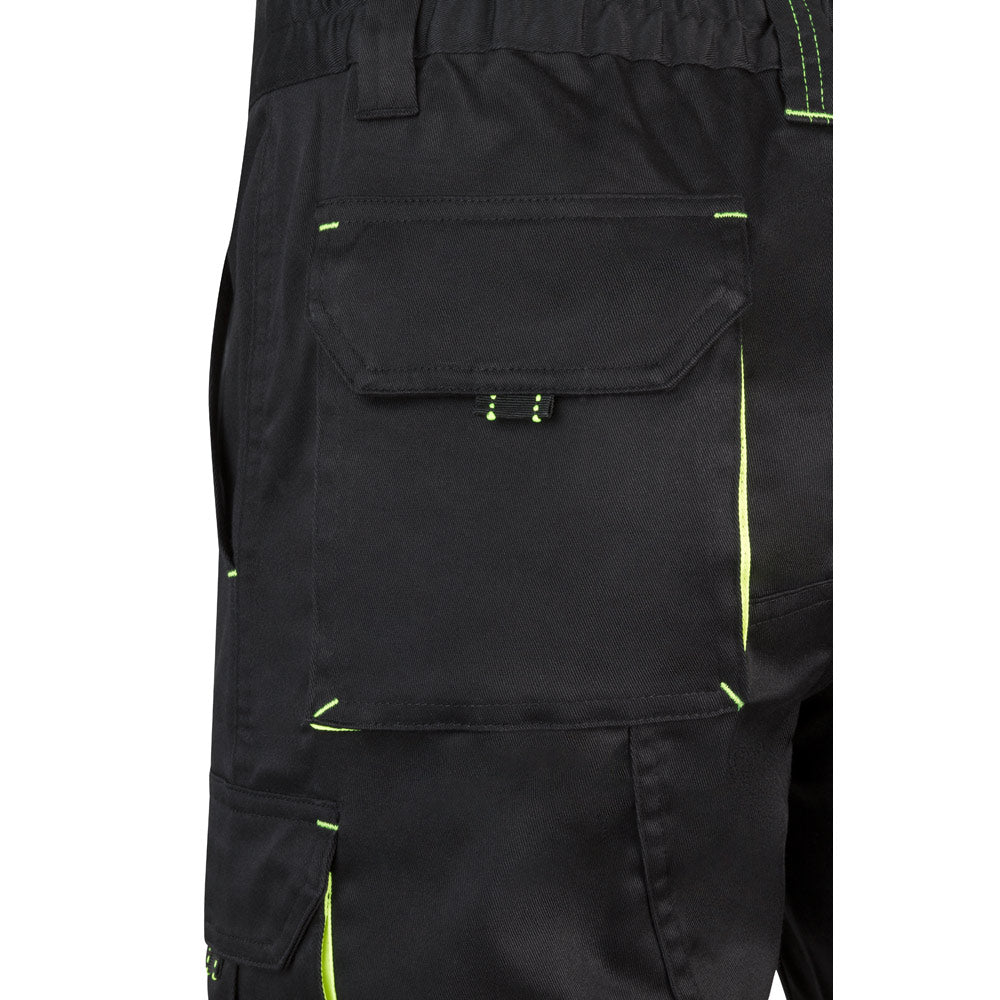 VL HEMERA. Bermudas stretch bicolor multibolsos (240g/m²), em algodão (46%), EME (38%) e poliéster (16%)