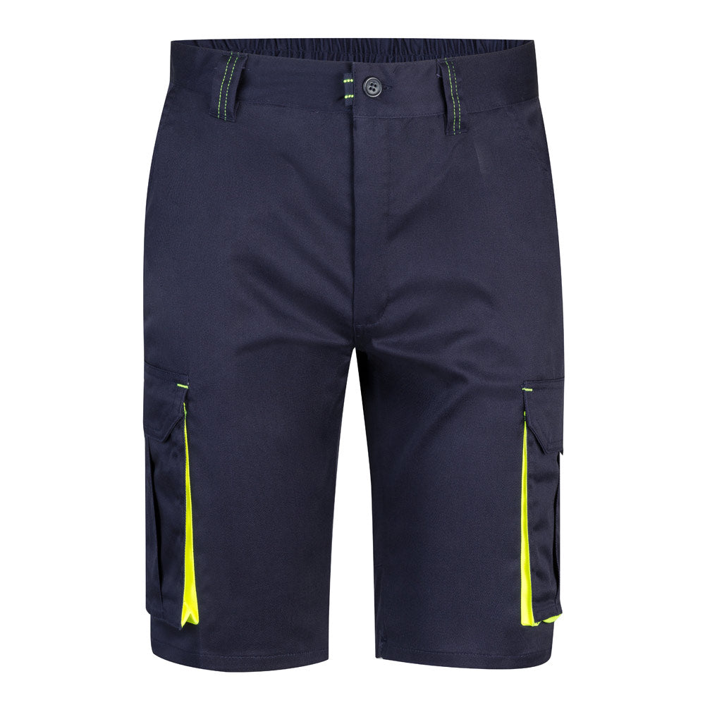 VL HEMERA. Bermudas stretch bicolor multibolsos (240g/m²), em algodão (46%), EME (38%) e poliéster (16%)