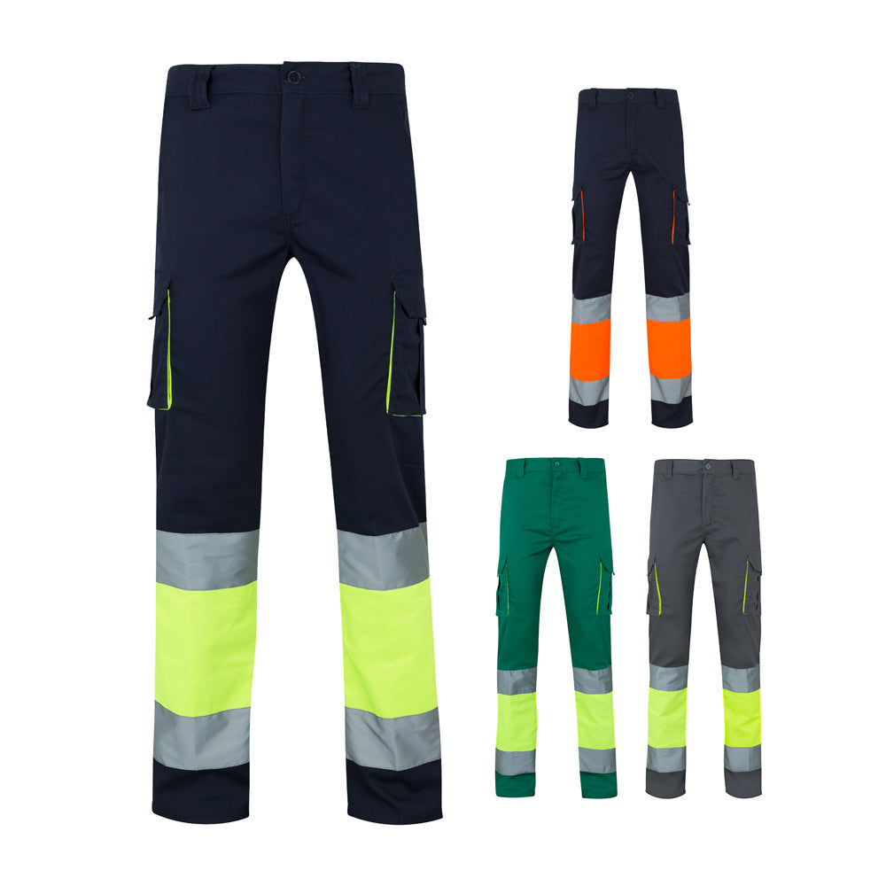 VL ZEUS LARGE. Calças stretch bicolor multibolsos (240g/m²), em algodão (46%), EME (38%) e poliéster (16%)