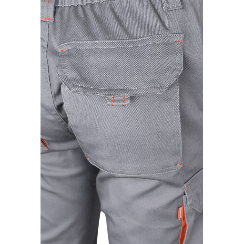 VL FIDES. Calças stretch bicolor multibolsos (240g/m²), em algodão (46%), EME (38%) e poliéster (16%)