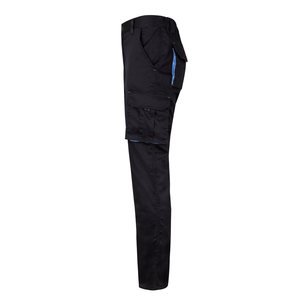 VL FIDES. Calças stretch bicolor multibolsos (240g/m²), em algodão (46%), EME (38%) e poliéster (16%)