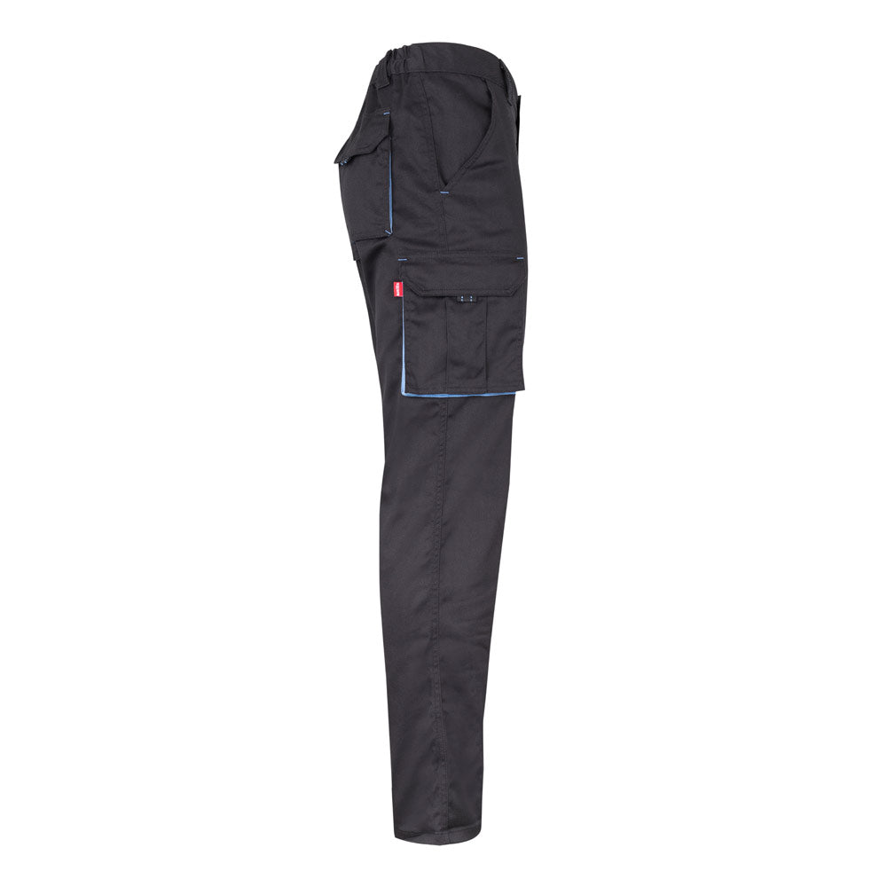 VL FIDES. Calças stretch bicolor multibolsos (240g/m²), em algodão (46%), EME (38%) e poliéster (16%)