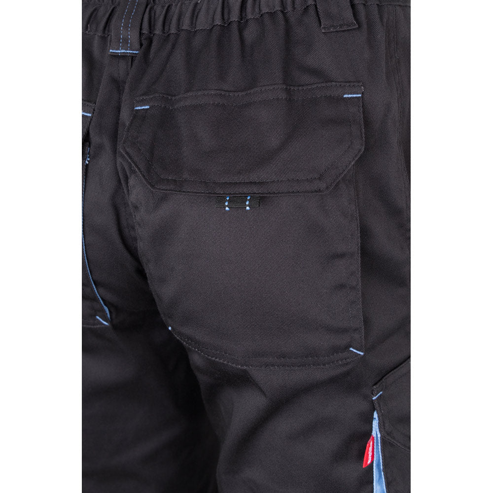 VL FIDES. Calças stretch bicolor multibolsos (240g/m²), em algodão (46%), EME (38%) e poliéster (16%)