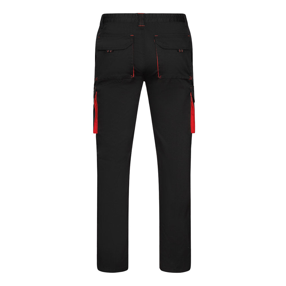 VL FIDES. Calças stretch bicolor multibolsos (240g/m²), em algodão (46%), EME (38%) e poliéster (16%)