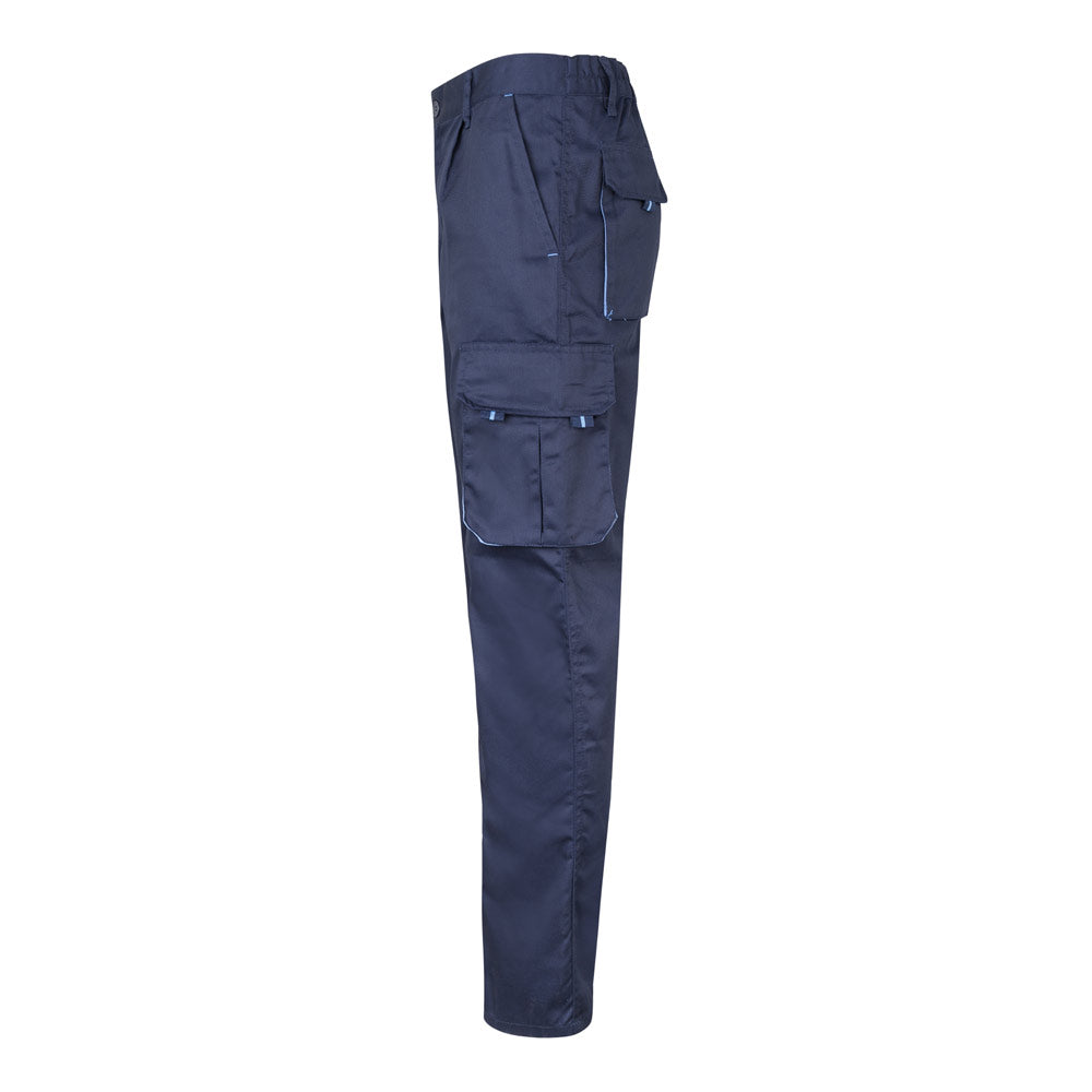 VL FIDES. Calças stretch bicolor multibolsos (240g/m²), em algodão (46%), EME (38%) e poliéster (16%)