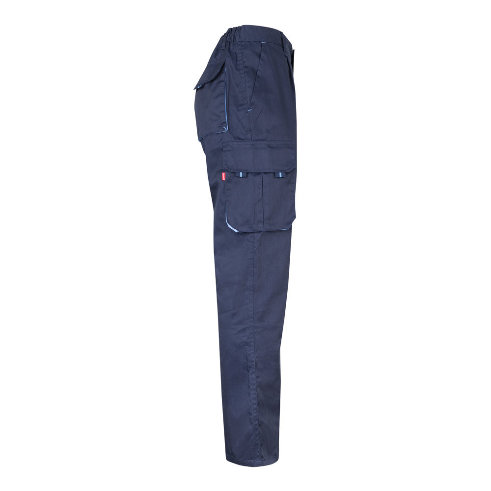 VL FIDES. Calças stretch bicolor multibolsos (240g/m²), em algodão (46%), EME (38%) e poliéster (16%)