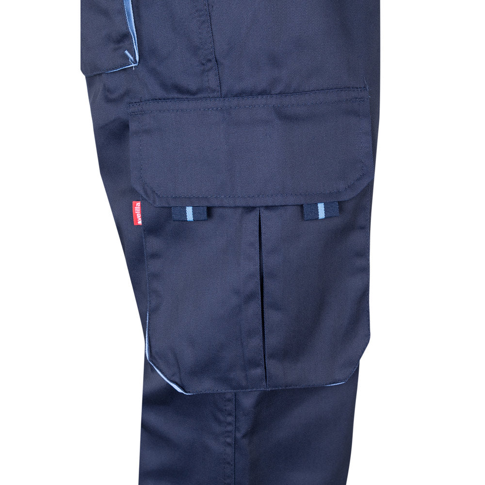 VL FIDES. Calças stretch bicolor multibolsos (240g/m²), em algodão (46%), EME (38%) e poliéster (16%)