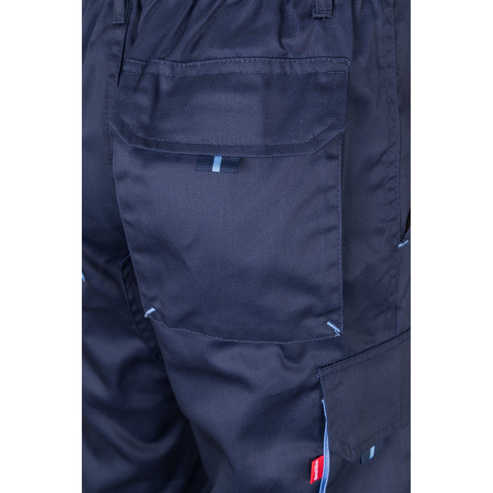 VL FIDES. Calças stretch bicolor multibolsos (240g/m²), em algodão (46%), EME (38%) e poliéster (16%)