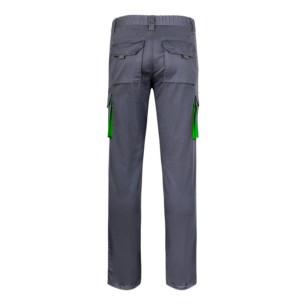 VL FIDES. Calças stretch bicolor multibolsos (240g/m²), em algodão (46%), EME (38%) e poliéster (16%)