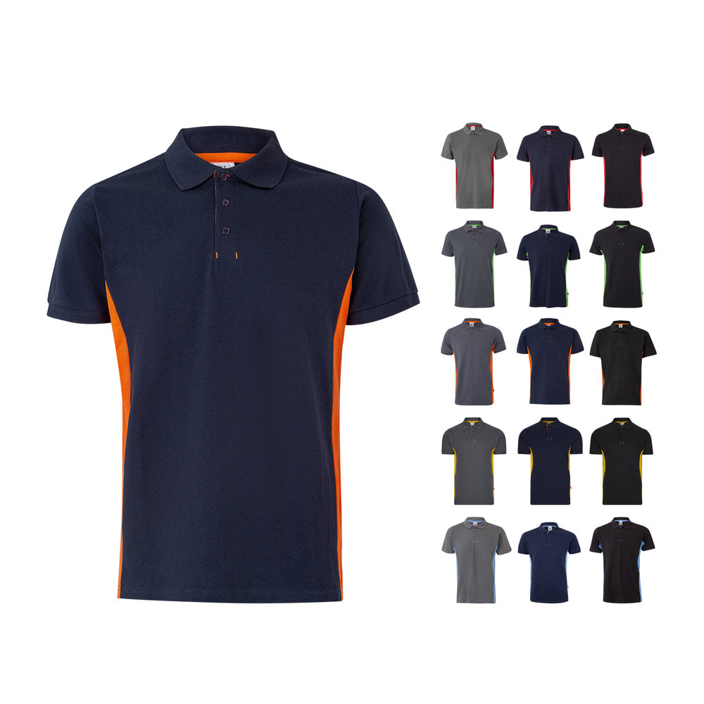 VL SUPAY. Polo piqué bicolor (180g/m²) manga curta, em algodão (60%) e poliéster (40%)