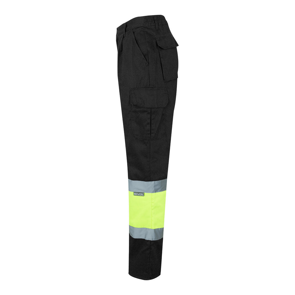 VL ATHENA. Calças bicolor em sarja (210g/m²), forradas, multibolsos, em algodão (20%) e poliéster (80%)