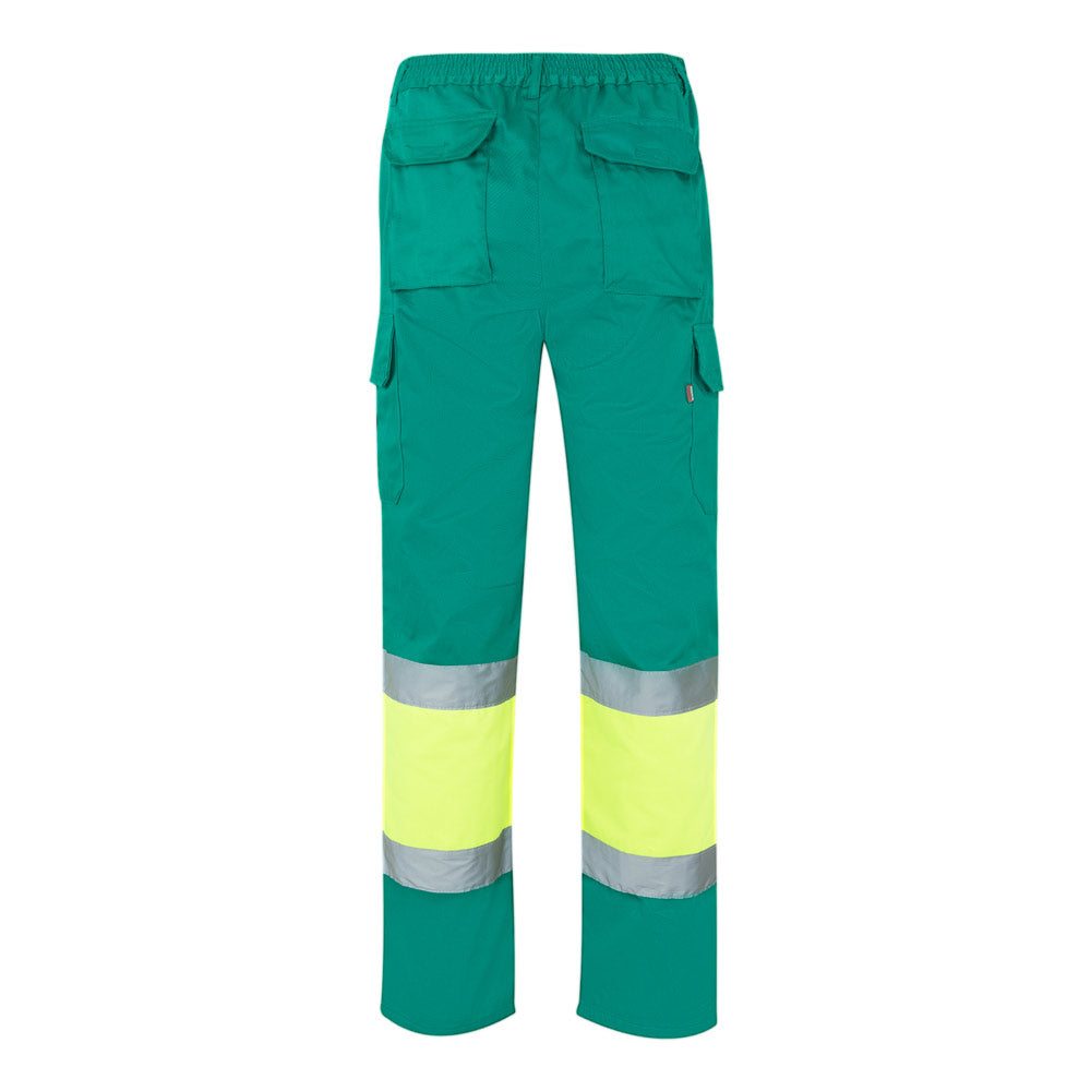 VL ATHENA. Calças bicolor em sarja (210g/m²), forradas, multibolsos, em algodão (20%) e poliéster (80%)