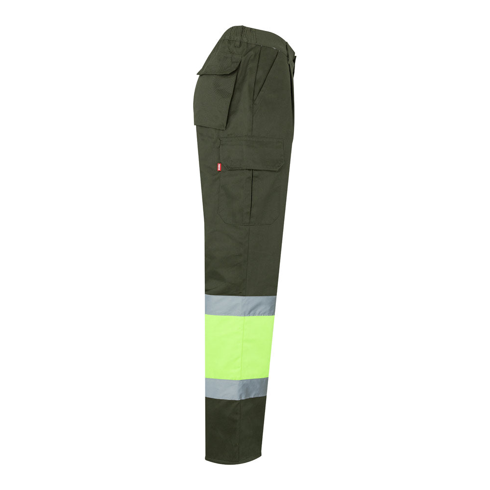 VL ATHENA. Calças bicolor em sarja (210g/m²), forradas, multibolsos, em algodão (20%) e poliéster (80%)