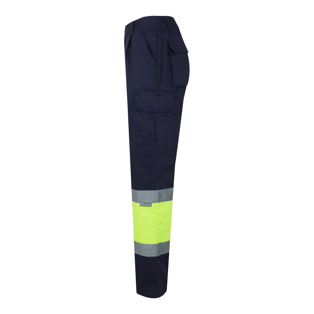 VL POSEIDON. Calças bicolor em sarja multibolsos (210g/m²), em algodão (20%) e poliéster (80%)