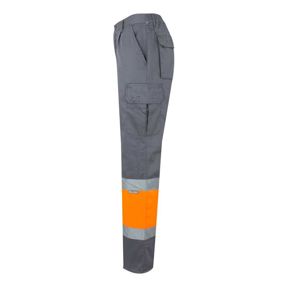 VL POSEIDON. Calças bicolor em sarja multibolsos (210g/m²), em algodão (20%) e poliéster (80%)
