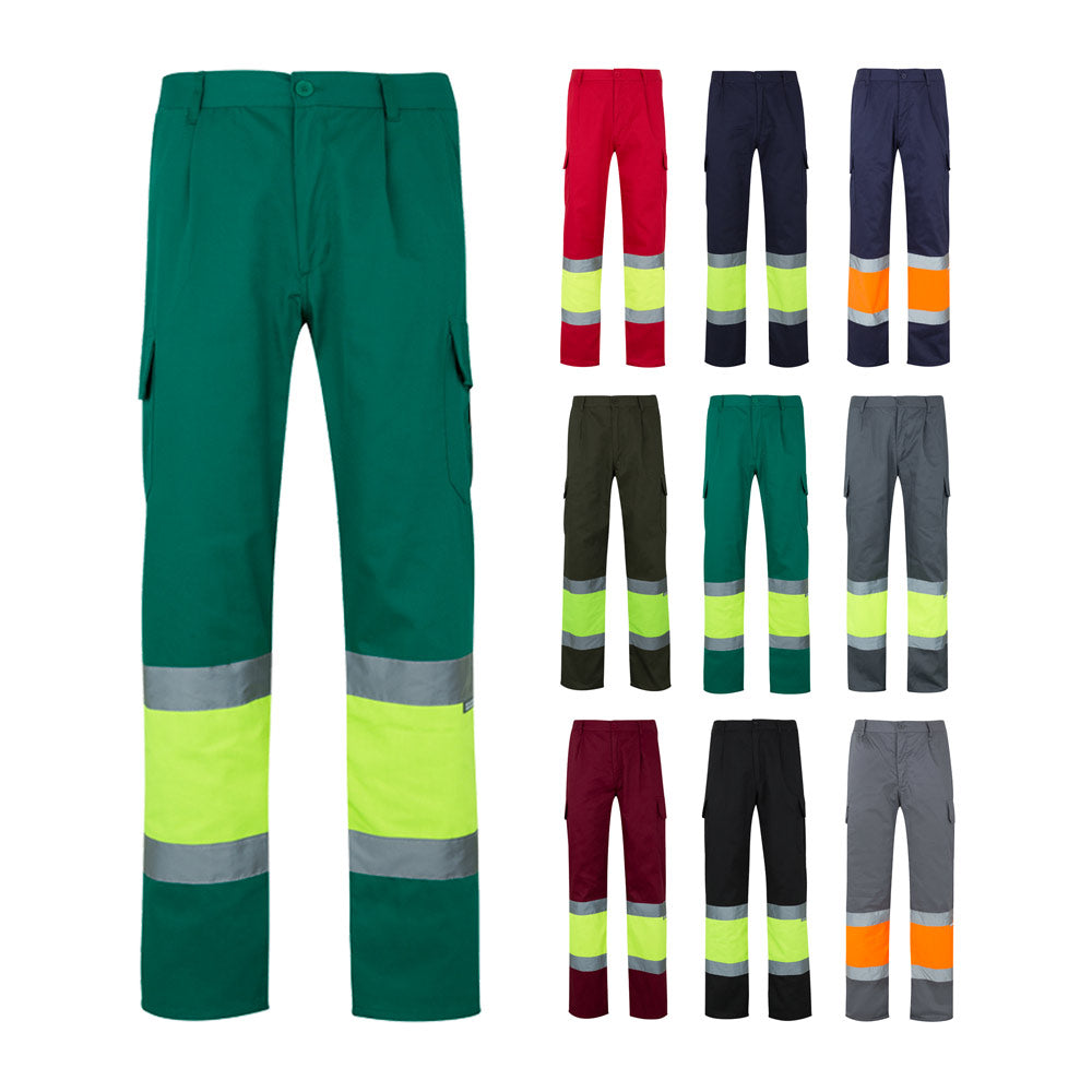 VL POSEIDON LARGE. Calças bicolor em sarja multibolsos (210g/m²), em algodão (20%) e poliéster (80%)