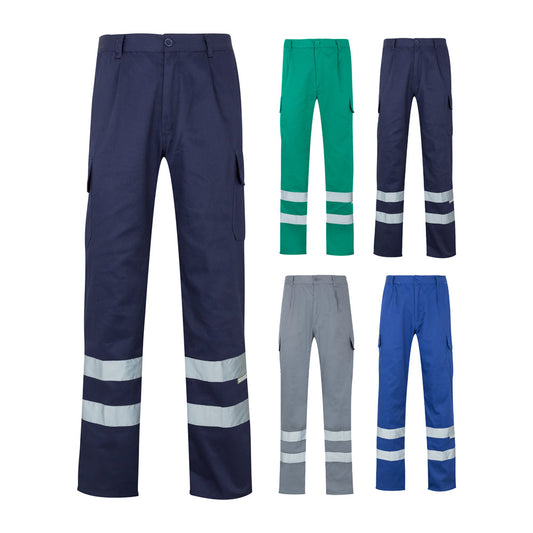 VL ASCLEPIUS. Calças em sarja multibolsos (200g/m²), em algodão (35%) e poliéster (65%)