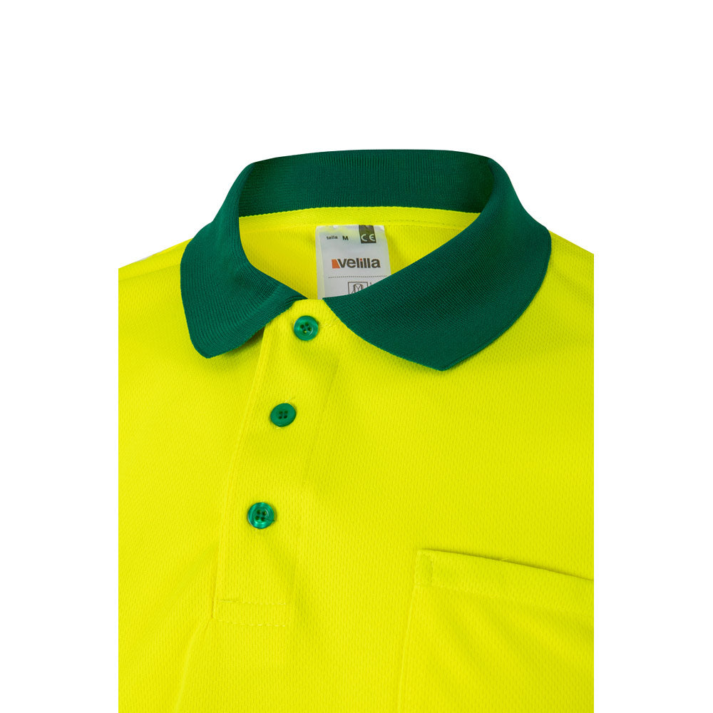 VL CUPID. Polo bicolor bird-eye (160g/m²) de manga curta, em poliéster (100%)