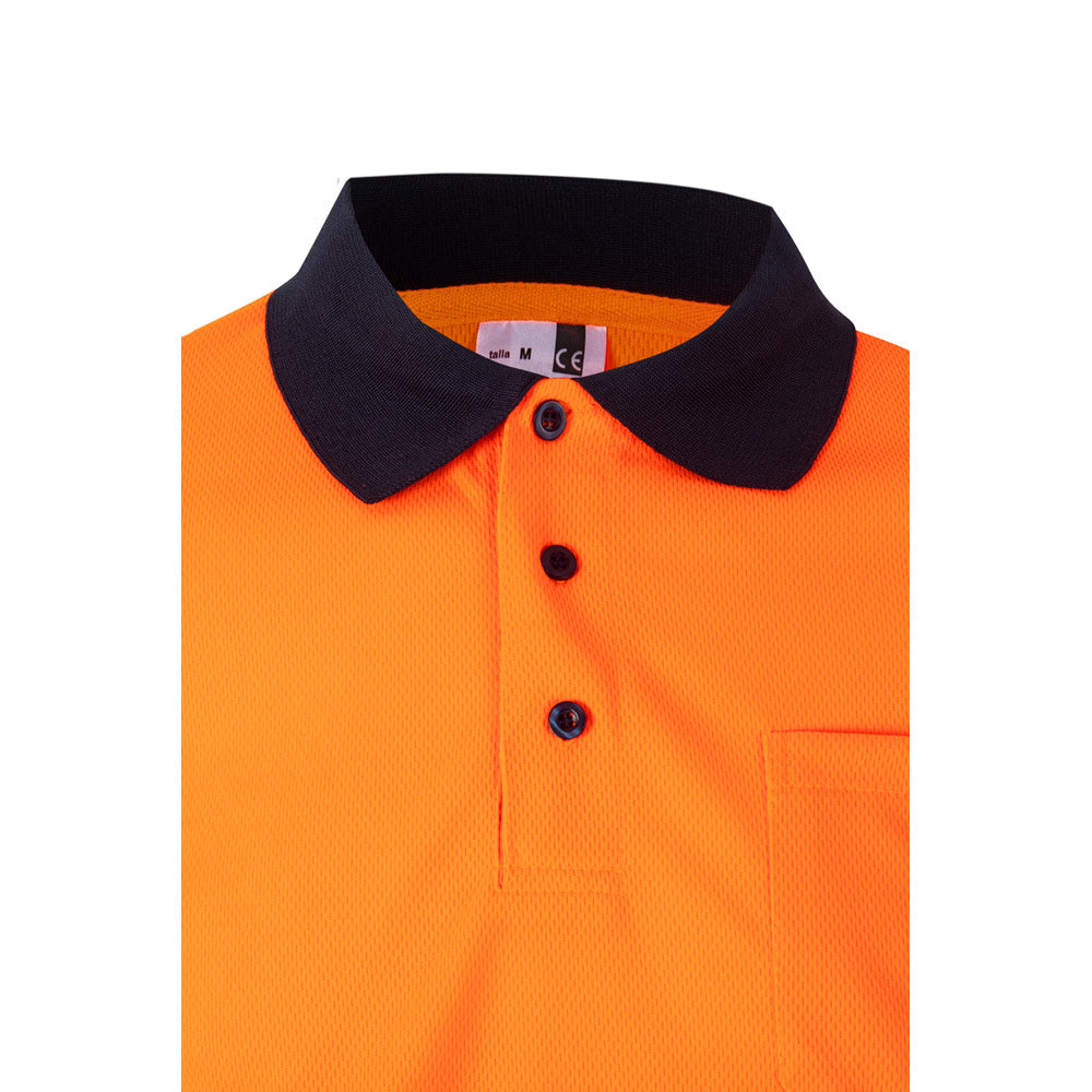 VL CUPID. Polo bicolor bird-eye (160g/m²) de manga curta, em poliéster (100%)