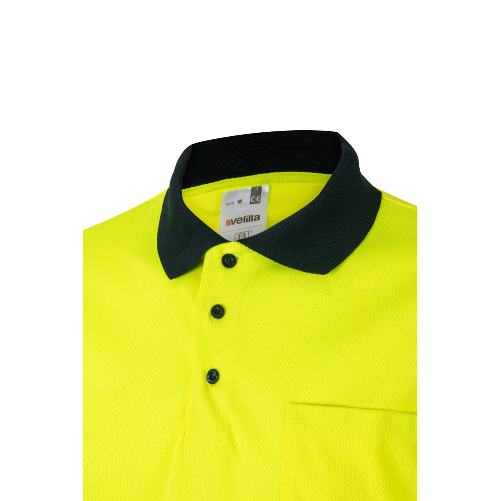 VL CUPID LARGE. Polo bicolor bird-eye (160g/m²) de manga curta, em poliéster (100%)