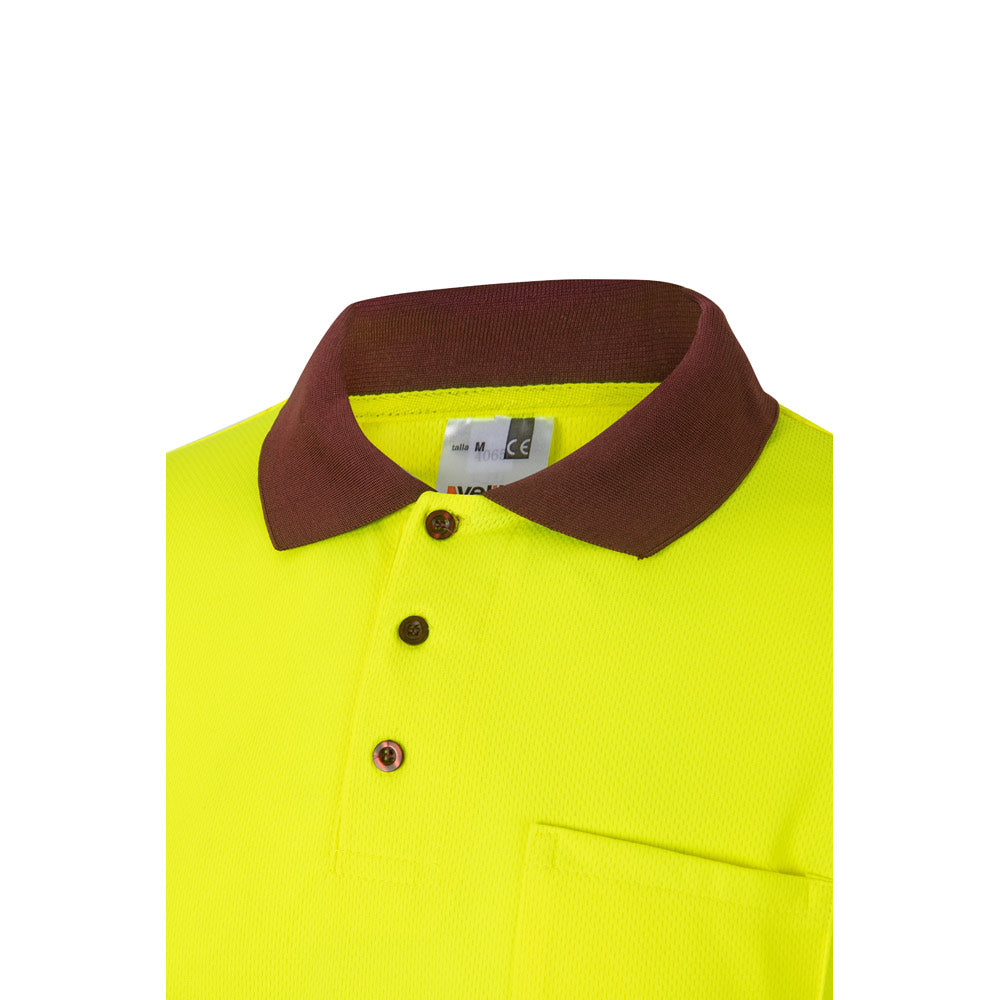 VL VULCAN. Polo bicolor bird-eye (160g/m²) de manga comprida, em poliéster (100%)