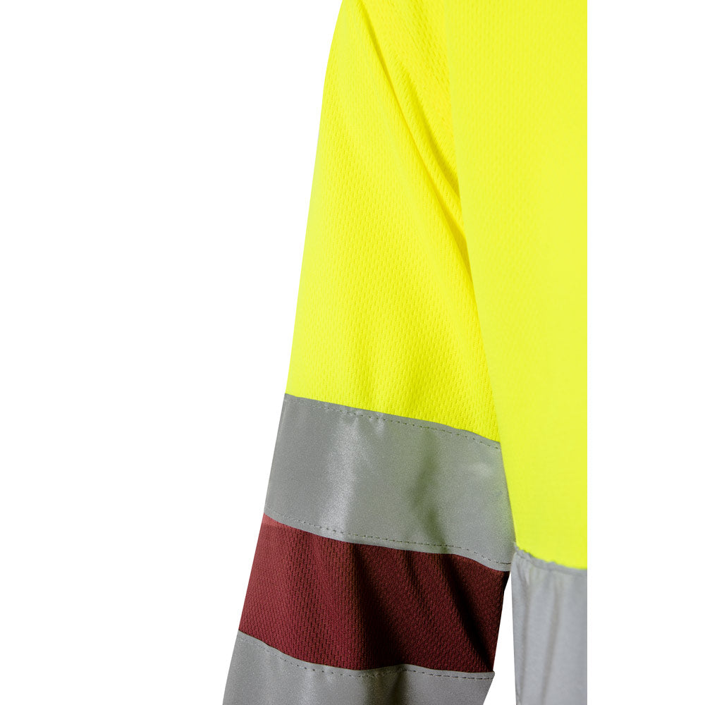VL VULCAN. Polo bicolor bird-eye (160g/m²) de manga comprida, em poliéster (100%)