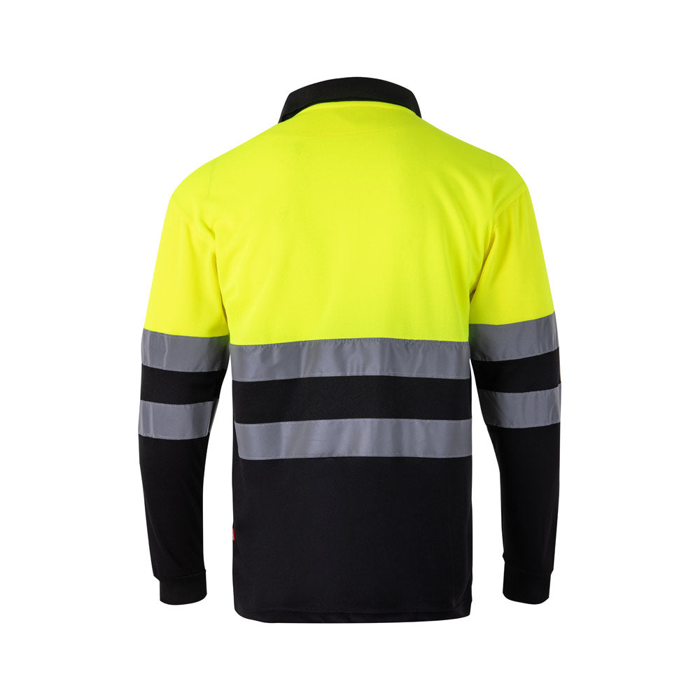 VL VULCAN LARGE. Polo bicolor bird-eye (160g/m²) de manga comprida, em poliéster (100%)