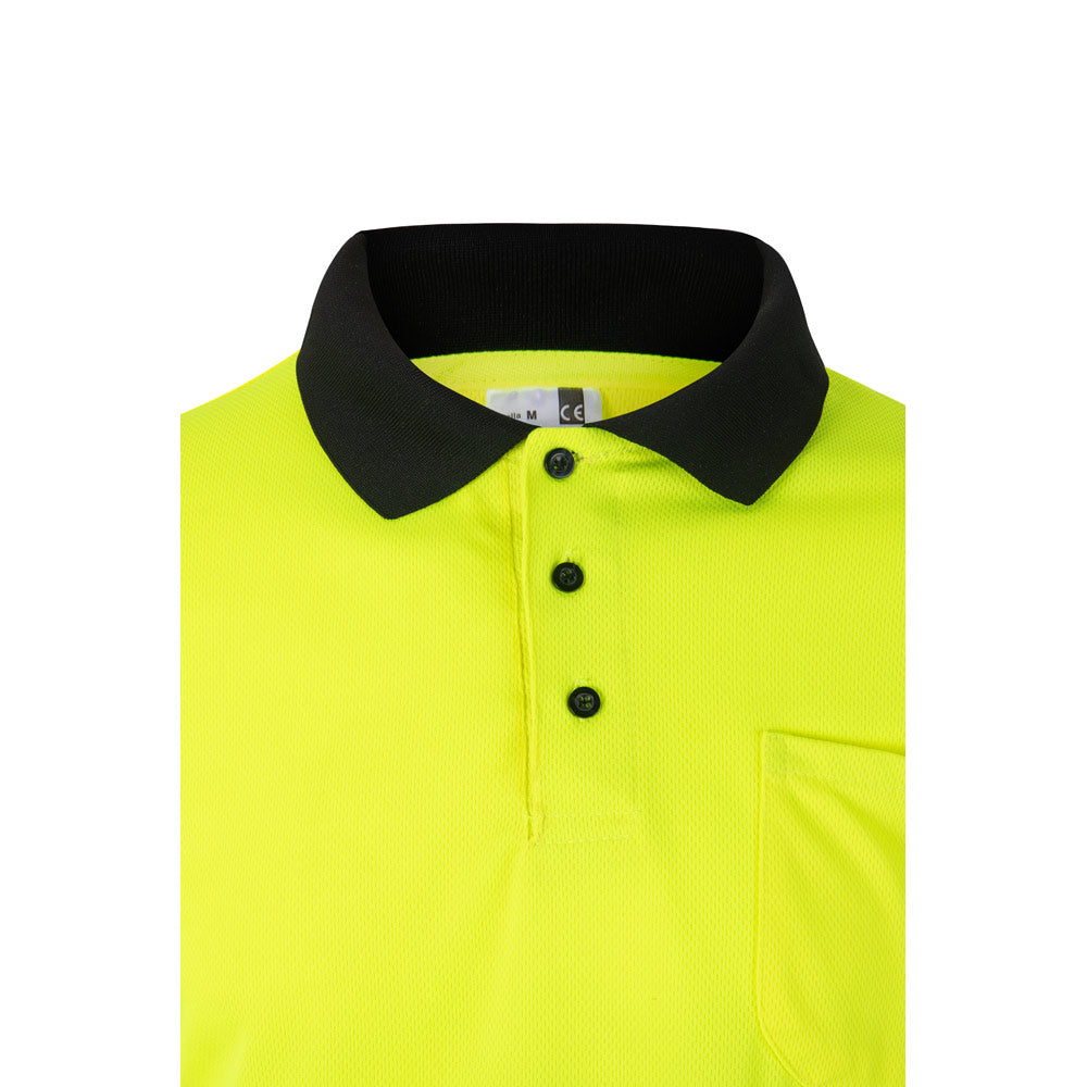 VL VULCAN LARGE. Polo bicolor bird-eye (160g/m²) de manga comprida, em poliéster (100%)