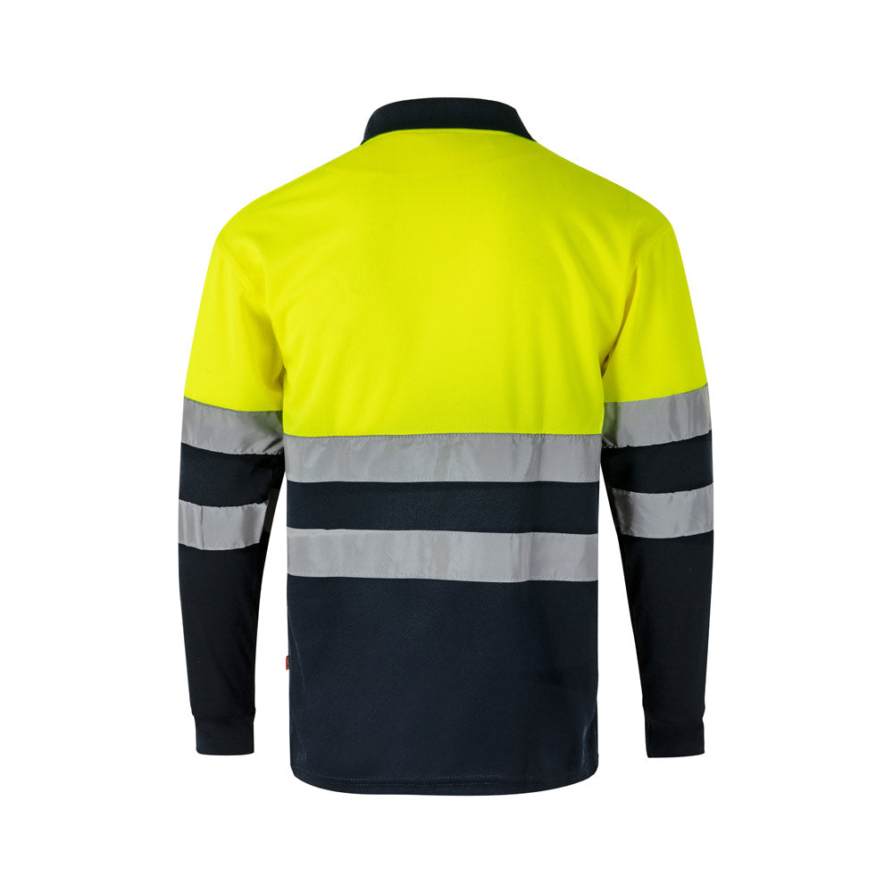 VL VULCAN LARGE. Polo bicolor bird-eye (160g/m²) de manga comprida, em poliéster (100%)
