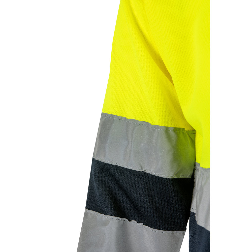 VL VULCAN LARGE. Polo bicolor bird-eye (160g/m²) de manga comprida, em poliéster (100%)