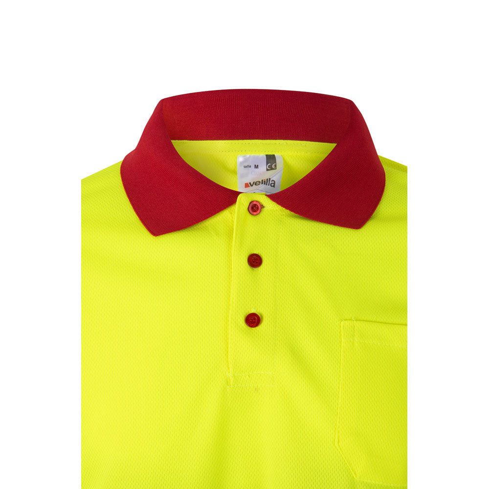 VL VULCAN LARGE. Polo bicolor bird-eye (160g/m²) de manga comprida, em poliéster (100%)