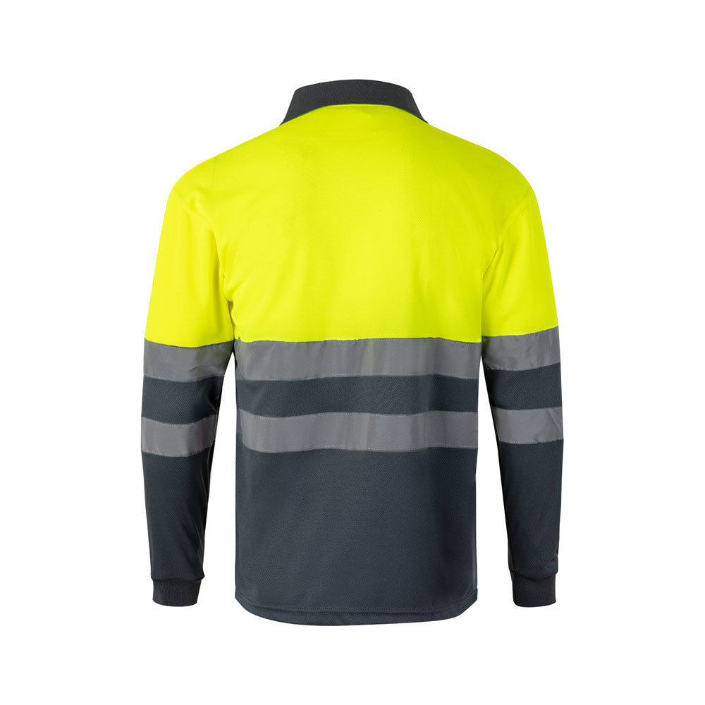 VL VULCAN LARGE. Polo bicolor bird-eye (160g/m²) de manga comprida, em poliéster (100%)