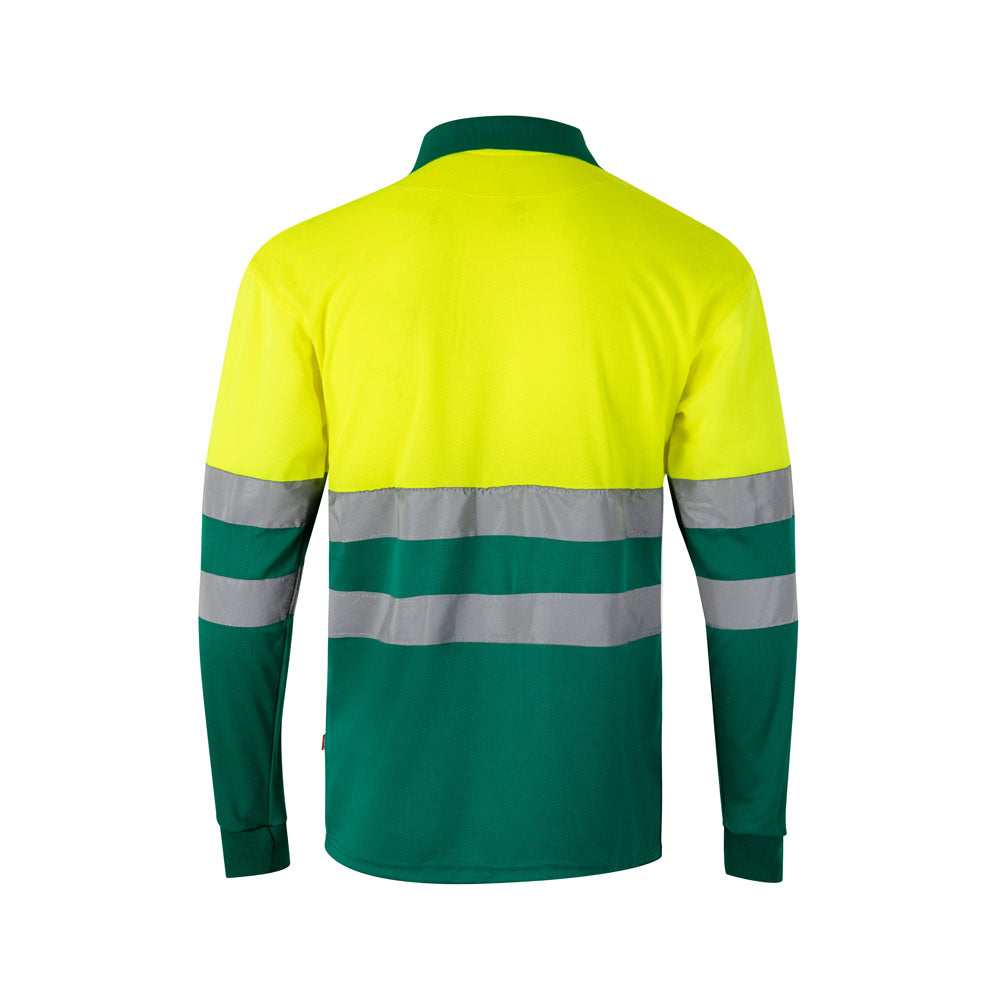 VL VULCAN LARGE. Polo bicolor bird-eye (160g/m²) de manga comprida, em poliéster (100%)