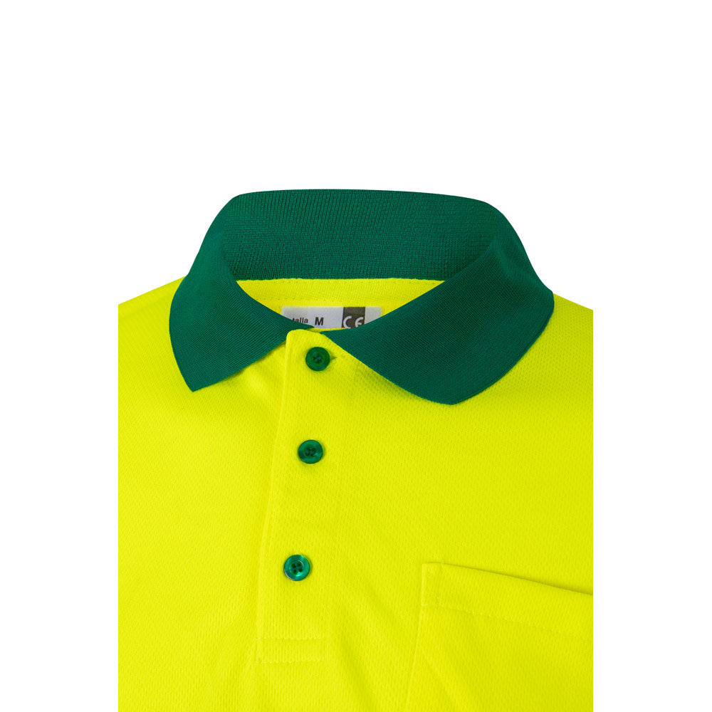 VL VULCAN LARGE. Polo bicolor bird-eye (160g/m²) de manga comprida, em poliéster (100%)