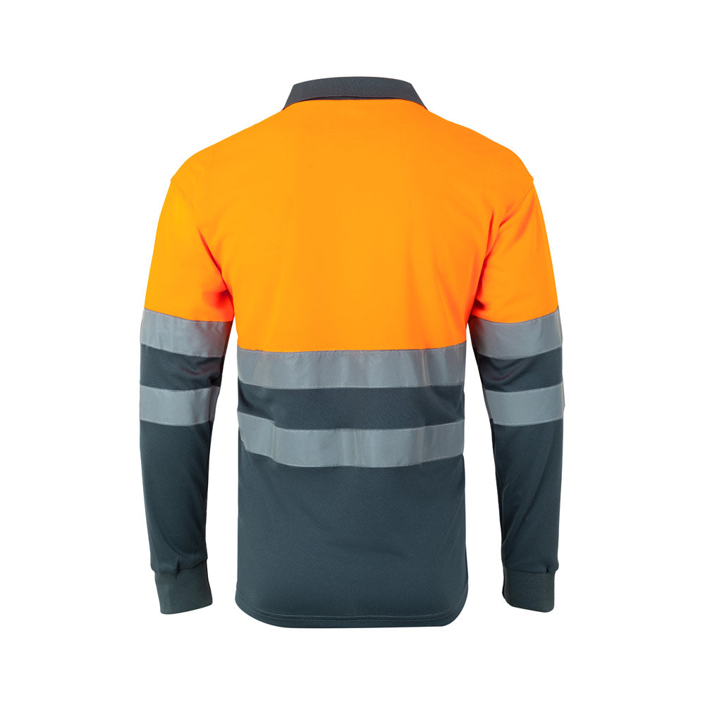 VL VULCAN LARGE. Polo bicolor bird-eye (160g/m²) de manga comprida, em poliéster (100%)