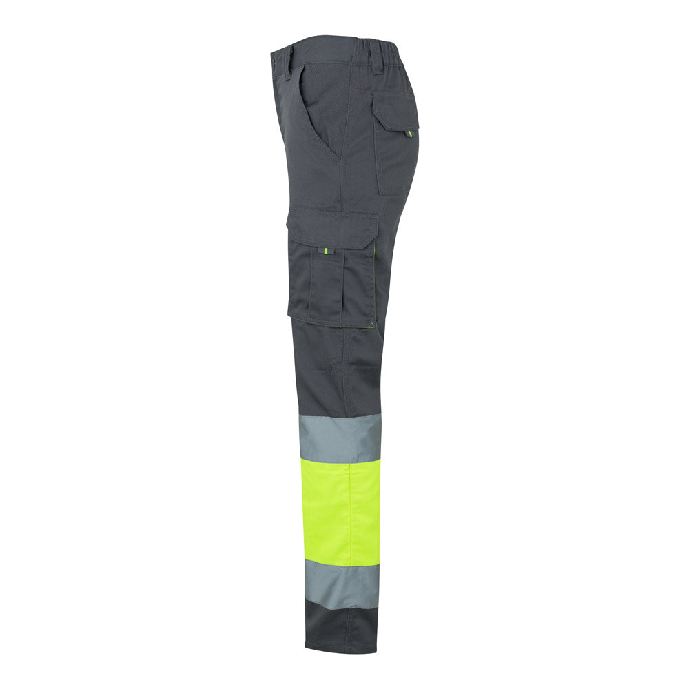 VL ZEUS. Calças stretch bicolor multibolsos (240g/m²), em algodão (46%), EME (38%) e poliéster (16%)