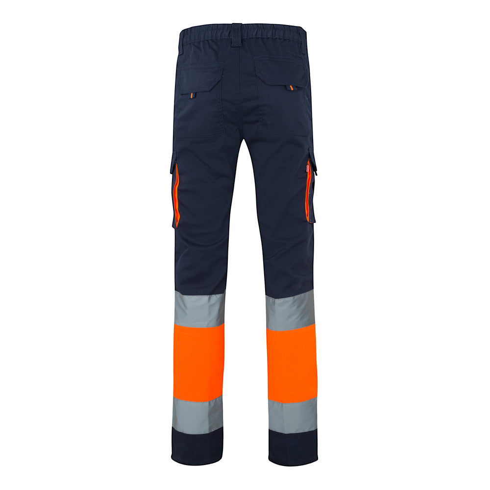 VL ZEUS. Calças stretch bicolor multibolsos (240g/m²), em algodão (46%), EME (38%) e poliéster (16%)
