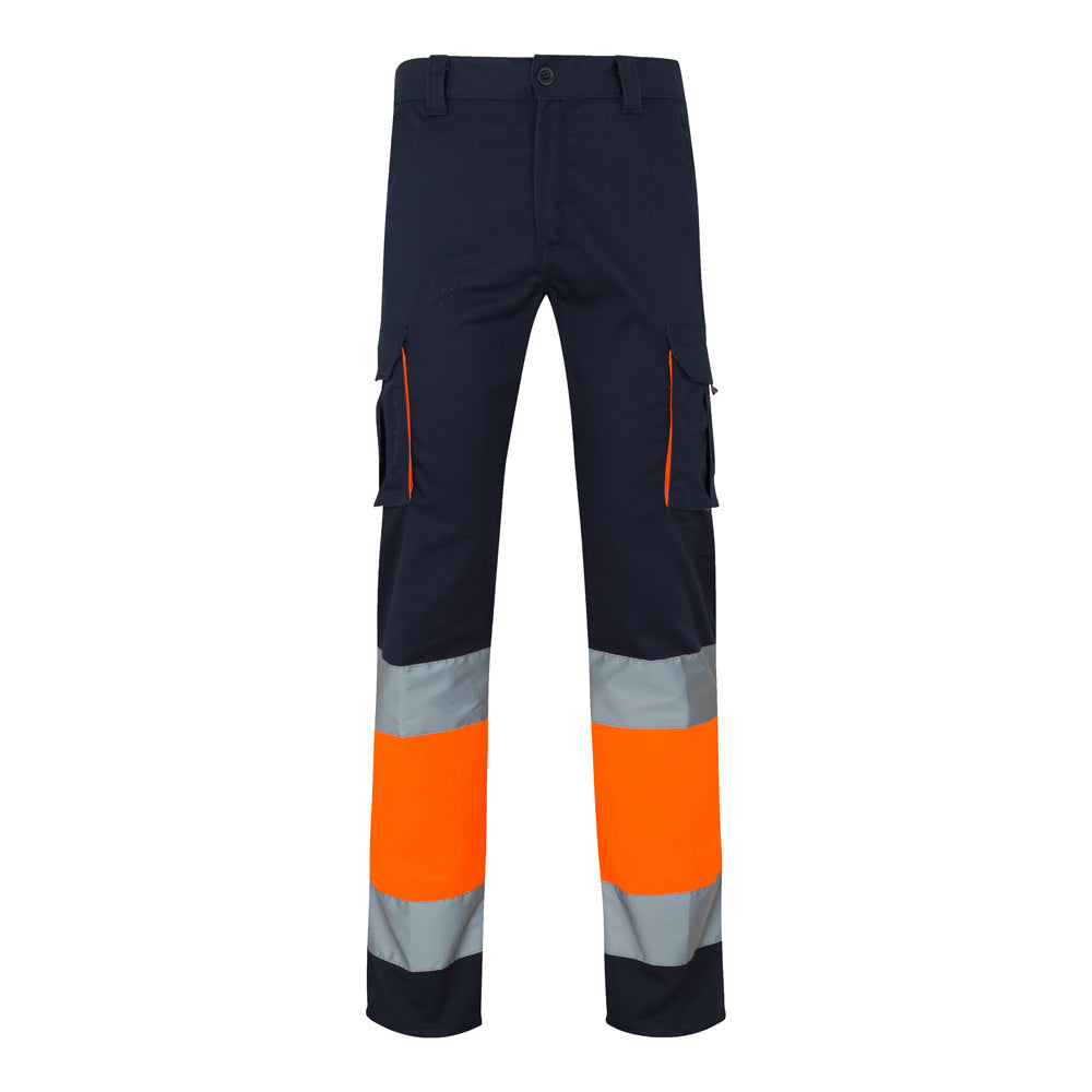 VL ZEUS. Calças stretch bicolor multibolsos (240g/m²), em algodão (46%), EME (38%) e poliéster (16%)
