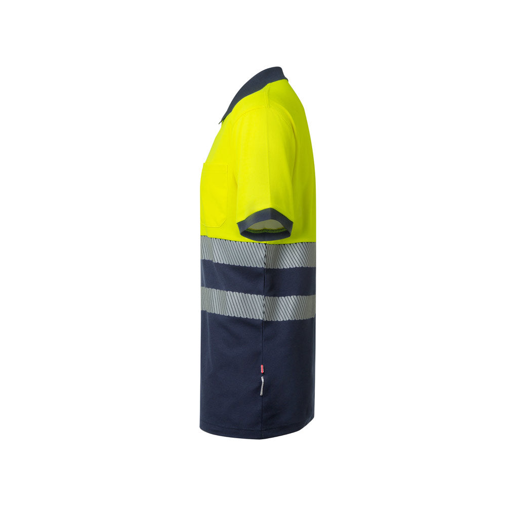 VL ACHELOUS. Polo bicolor piqué (150g/m²) de manga curta, em algodão (55%) e poliéster (45%)