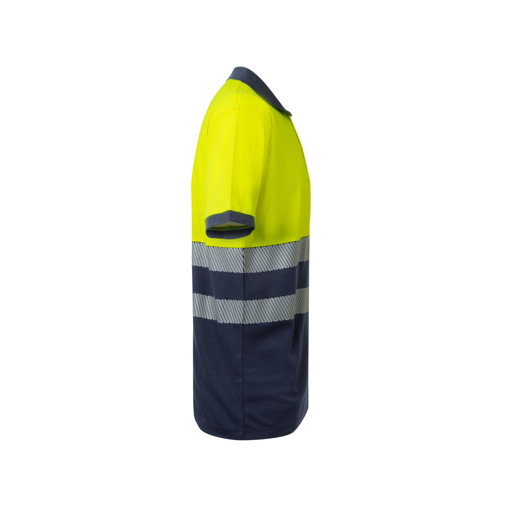 VL ACHELOUS. Polo bicolor piqué (150g/m²) de manga curta, em algodão (55%) e poliéster (45%)