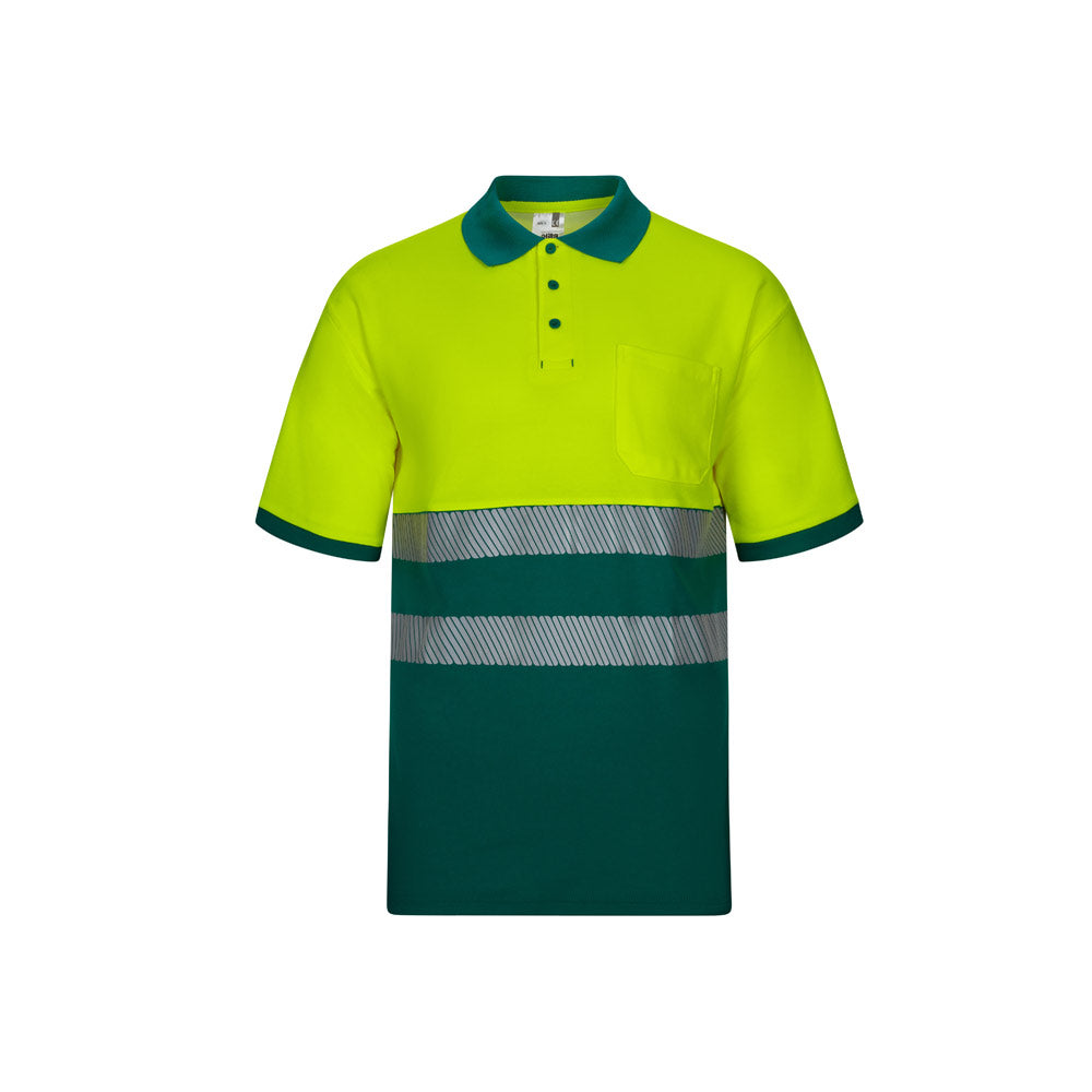 VL ACHELOUS. Polo bicolor piqué (150g/m²) de manga curta, em algodão (55%) e poliéster (45%)