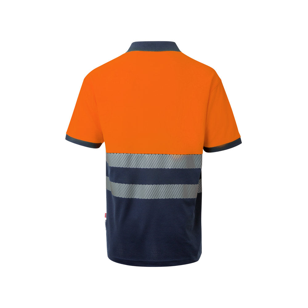 VL ACHELOUS. Polo bicolor piqué (150g/m²) de manga curta, em algodão (55%) e poliéster (45%)