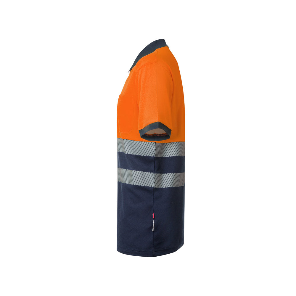 VL ACHELOUS. Polo bicolor piqué (150g/m²) de manga curta, em algodão (55%) e poliéster (45%)